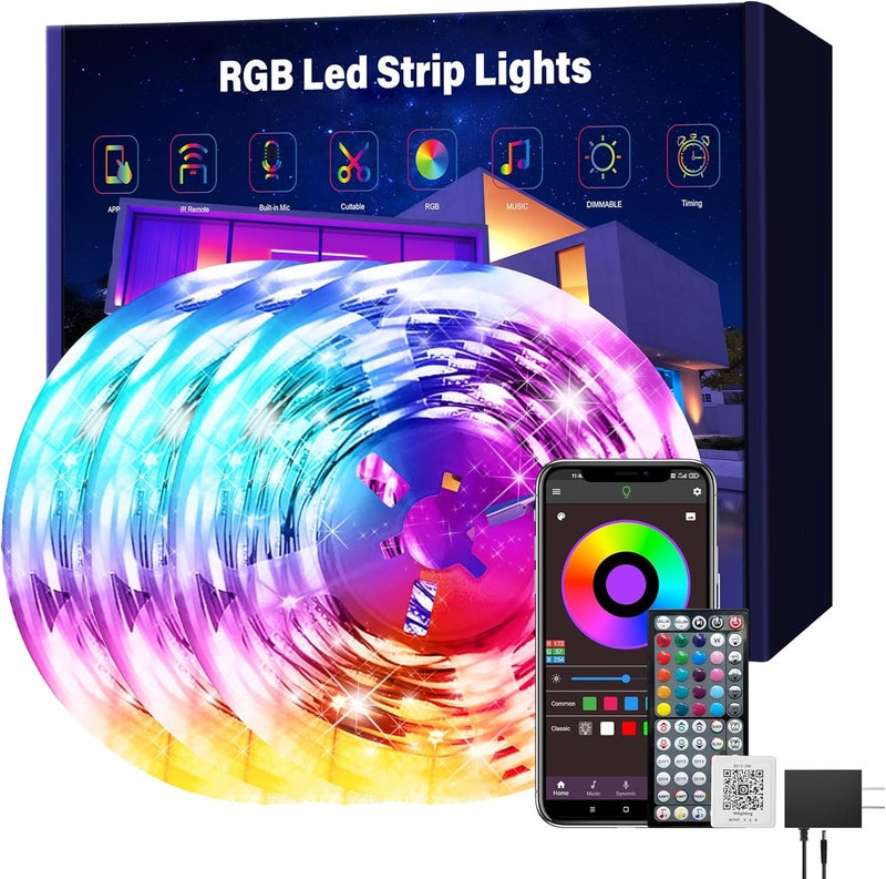 Ledagic Led Lights for Bedroom 300 ft (3 Rolls*100ft) Music Sync RGB Led Strip Lights with Remote App Control, Color Changing Led Lights for Room Home Kitchen Party Decor - Image 1